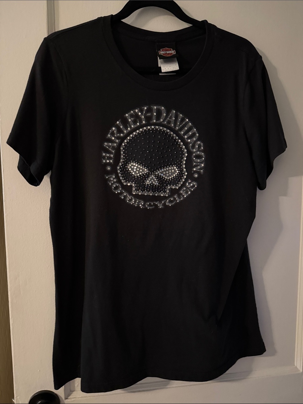 Harley-Davidson Black Tee with Silver Stud Skull